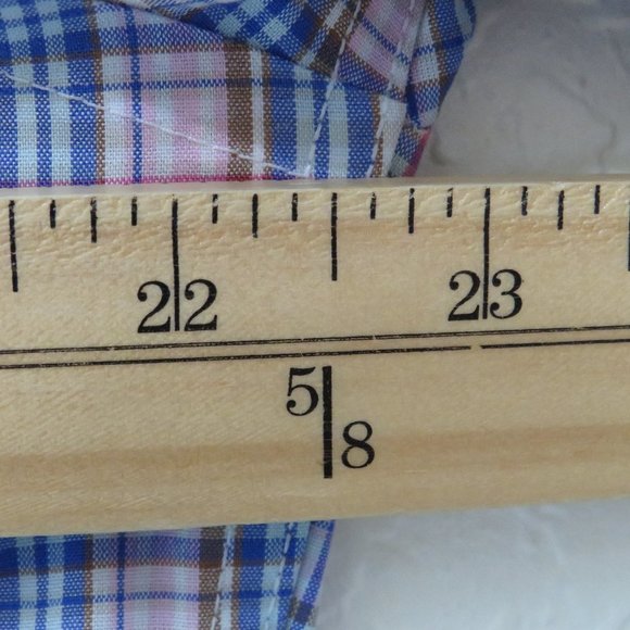 Egara* Men's Long Sleeve Button Down Curved Hem‎ Plaid Dress Shirt ~ Size Large - Picture 7 of 11